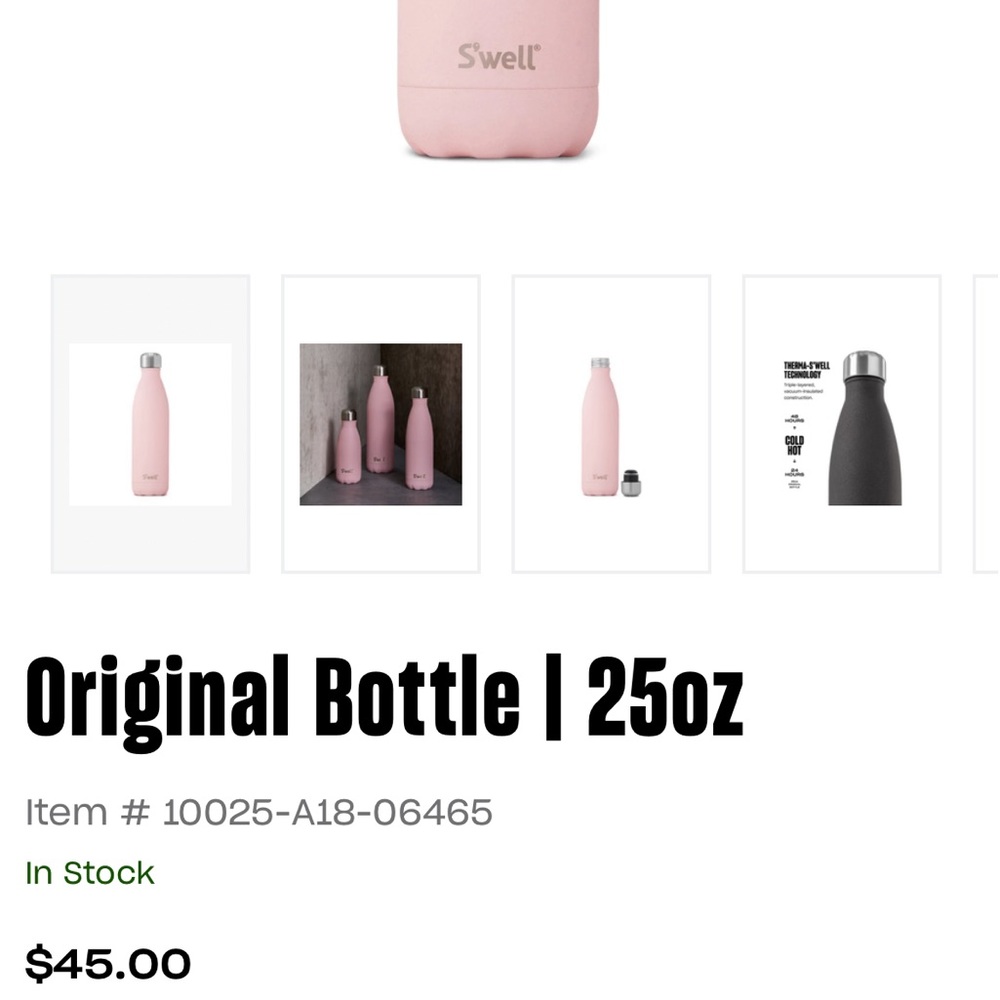S’WELL pink water bottle